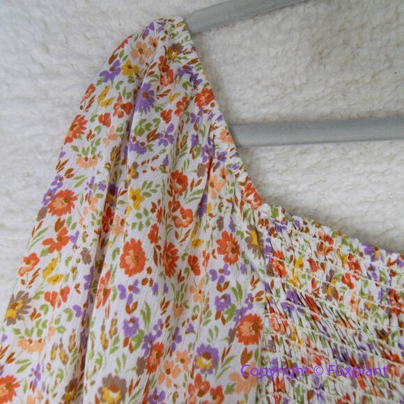 New! Heatherly floral print‎ long sleeve smocked tie front top, size M - Picture 11 of 13